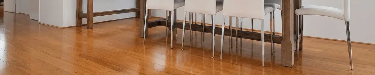 Professionally installed and refinished bamboo flooring in a residential home, showcasing smooth finish and natural wood tones in Tacoma, WA